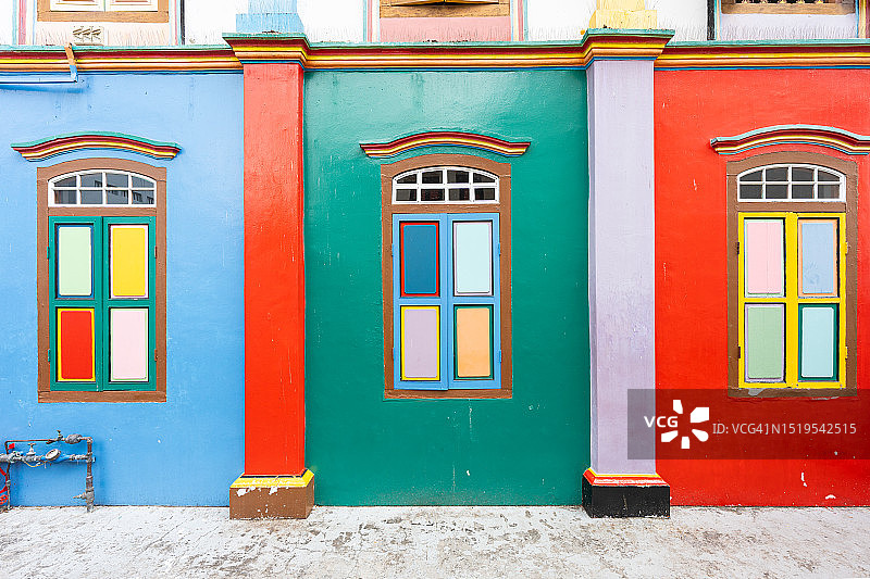 新加坡小印度的彩色房屋图片素材