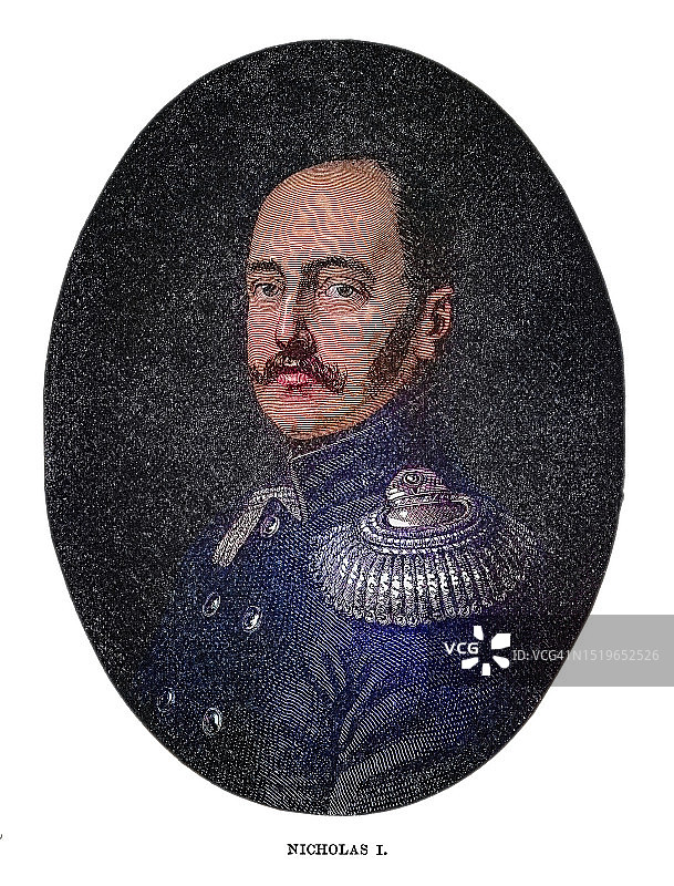 俄罗斯皇帝、波兰国王和芬兰大公尼古拉一世肖像图片素材