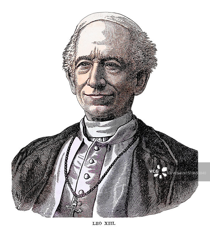 教皇利奥十三世肖像——1878年2月20日至1903年去世时的天主教会领袖图片素材