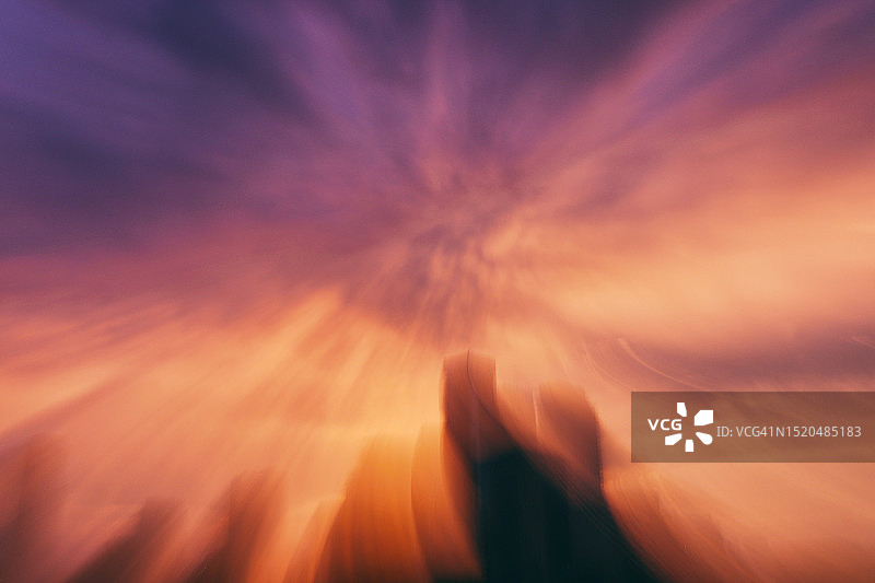 城市宇宙日落星空投影图片素材