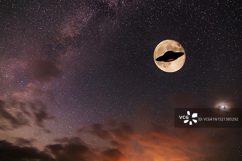 夜空中的不明飞行物，UFO入侵图片素材