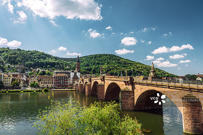 海德堡和内卡河谷的森林山桥图片素材