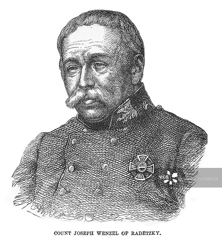奥地利陆军元帅约翰·约瑟夫·温泽尔·安东·弗朗茨·卡尔·格拉夫·拉德茨基·冯·拉德茨 портрет图片素材