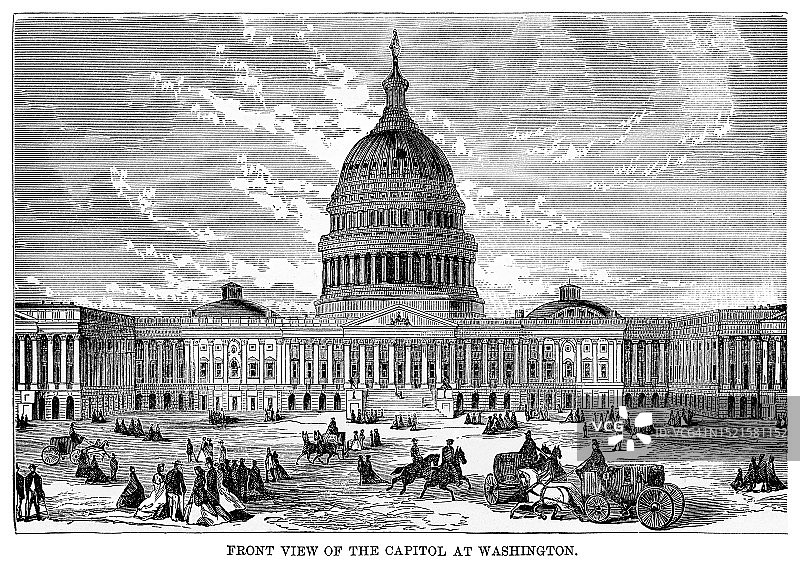 美国国会大厦旧插图图片素材