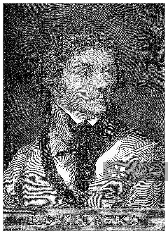 安杰伊·塔德乌什·博纳文图拉·科希丘什科肖像（波兰军事工程师、政治家和军事领导人）图片素材
