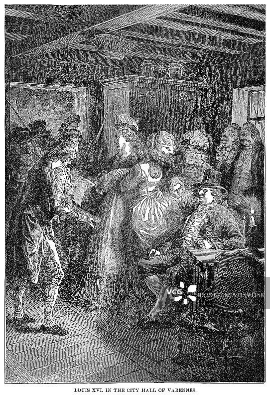 古代版画：路易十六在瓦雷纳市政厅的招待会图片素材
