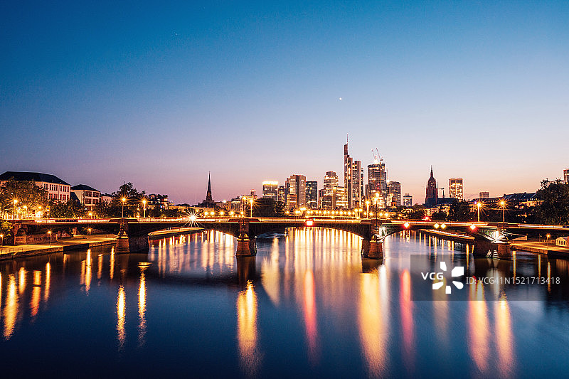 德国法兰克福蓝色时刻的天际线图片素材