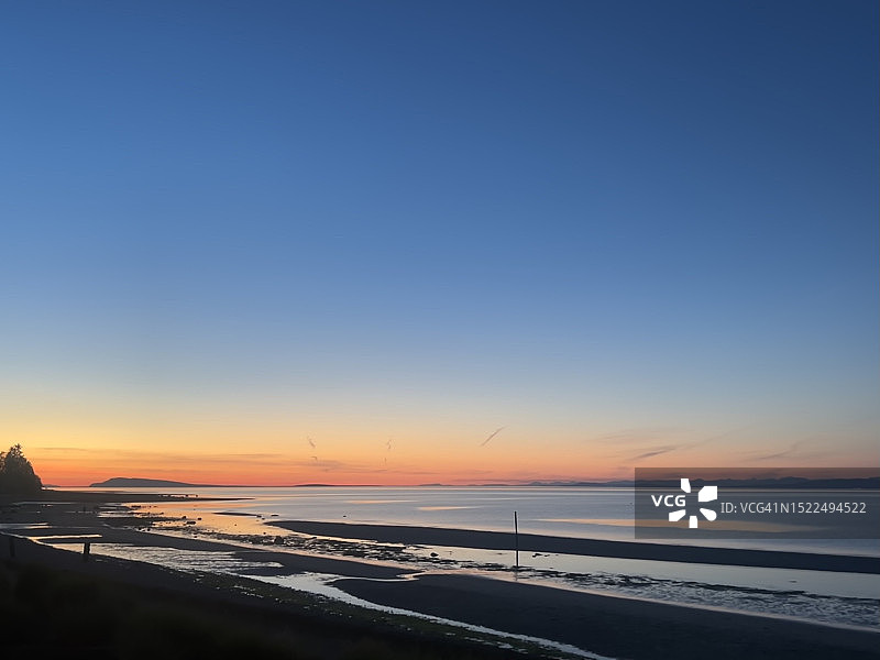加拿大不列颠哥伦比亚省纳奈莫日落海滩风光图片素材