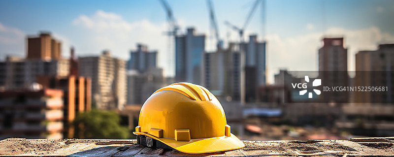 安全帽与建筑特写图片素材