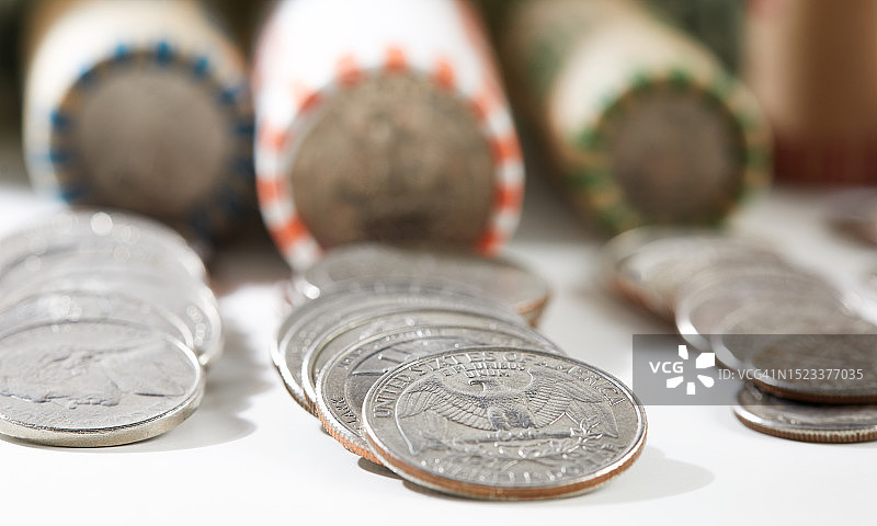25美分硬币特写图片素材