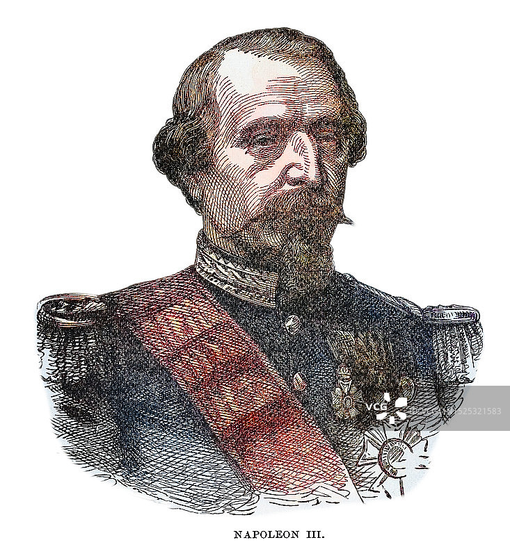法兰西第一共和国总统和法兰西帝国末代皇帝拿破仑三世（路易-拿破仑·波拿巴）肖像图片素材