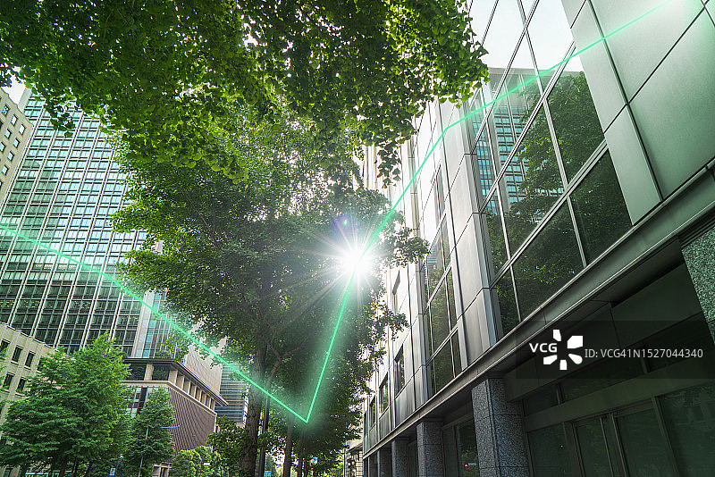 绿色图表城市风光图片素材