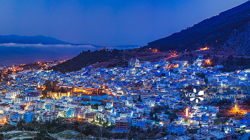 舍夫沙万的黎明时分，摩洛哥图片素材