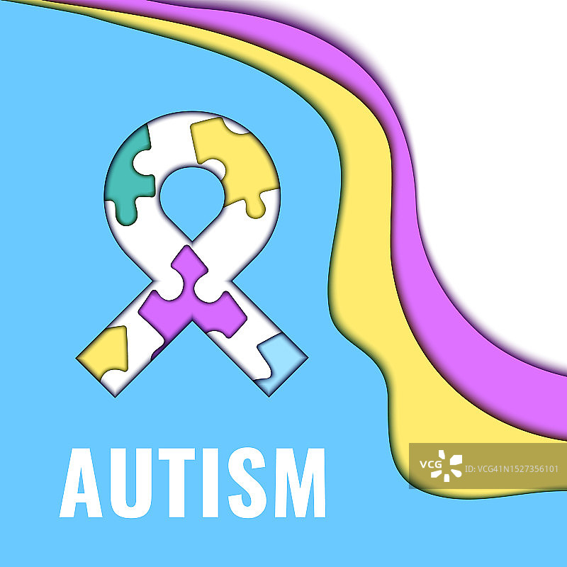 自闭症关爱概念插画图片素材