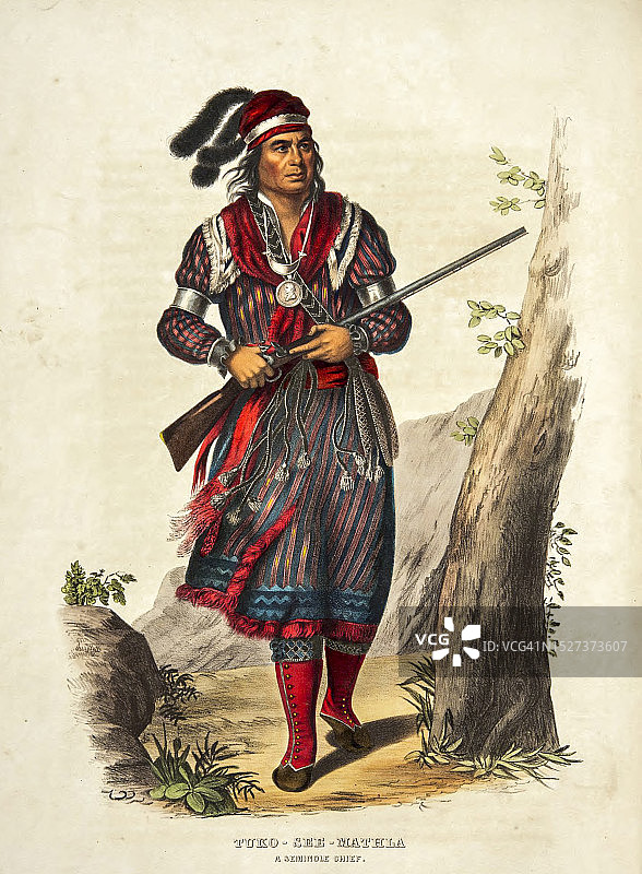 塞米诺尔酋长Tuko-See-Mathila插图图片素材