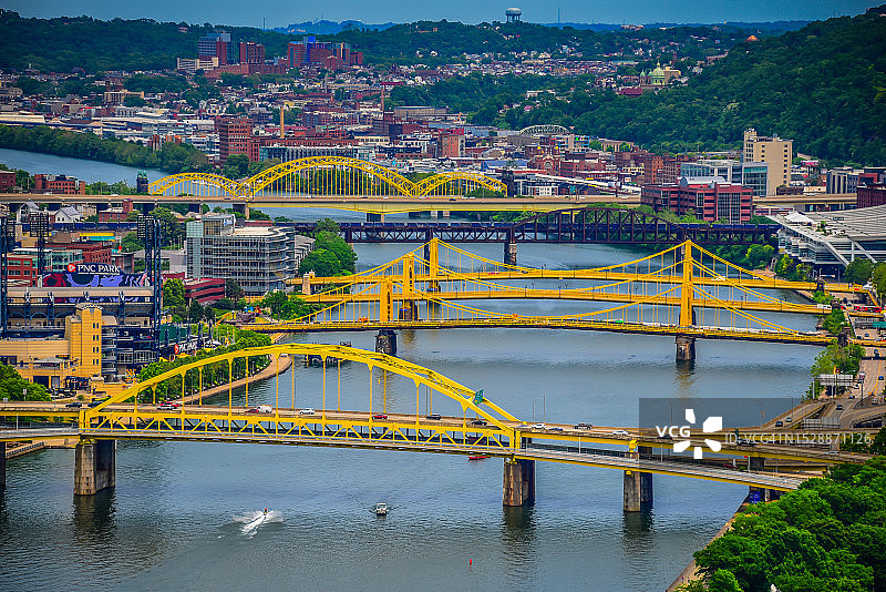 匹兹堡：阿勒格尼河上的三姐妹桥图片素材