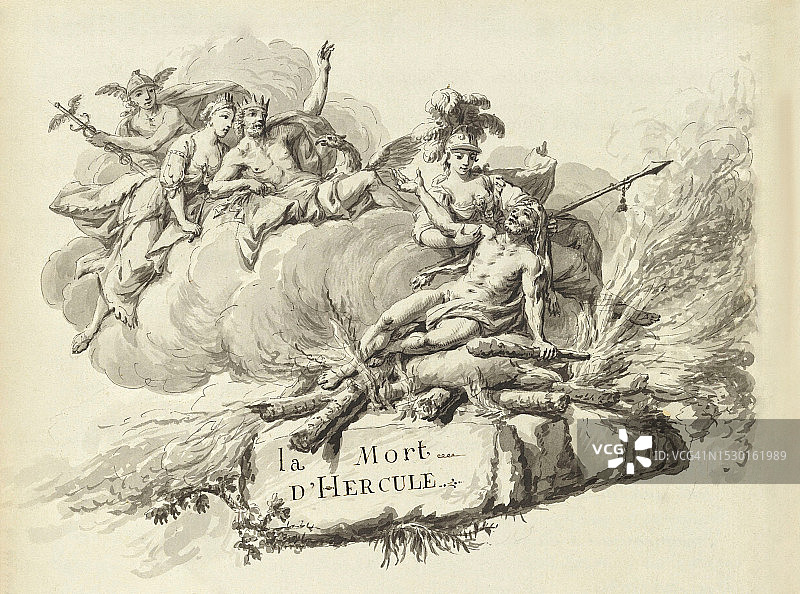 赫拉克勒斯之死插画图片素材