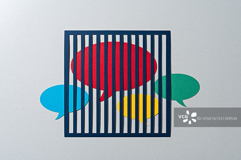 笼子里的言论限制气泡，言论自由图片素材