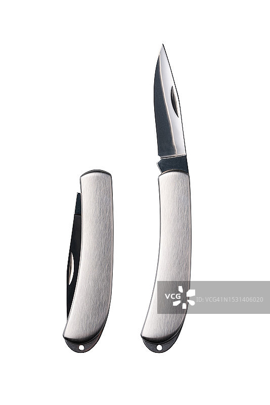 白色背景上隔离的折叠式小刀图片素材