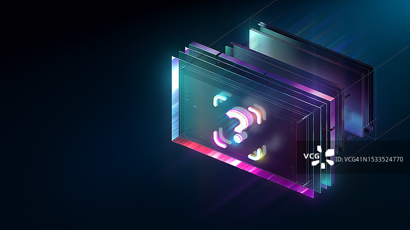 有问题吗？充满活力的现代问号数字背景3D渲染图片素材