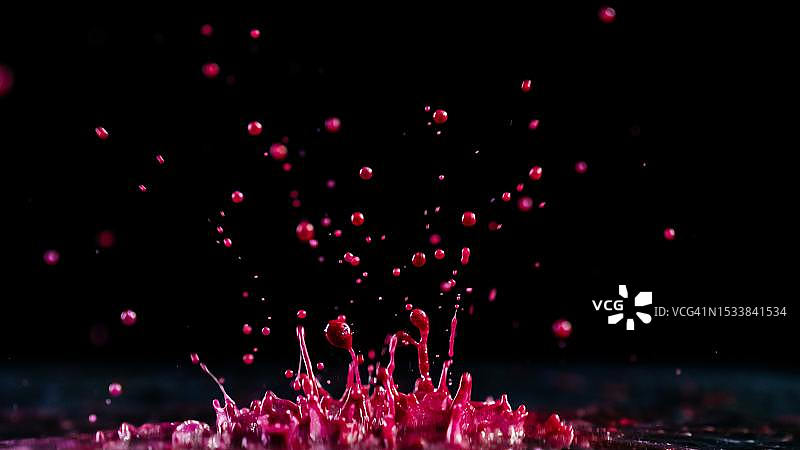 水花飞溅特写，黑色背景图片素材