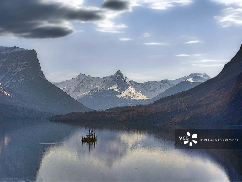 蒙大拿州弗莱黑德县湖光山色美景，美国图片素材