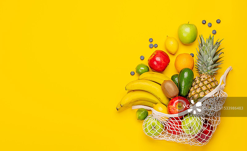 水果蔬菜俯视图，美国图片素材