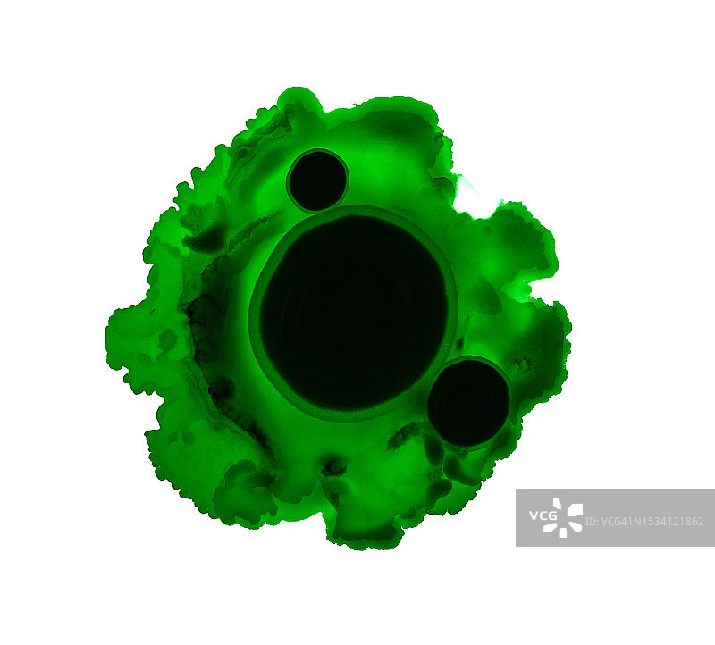 白色画布上的绿色墨迹图片素材