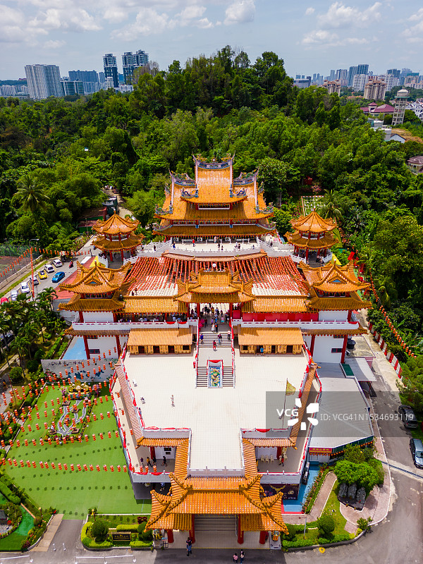 吉隆坡天后宫华人寺庙鸟瞰图图片素材