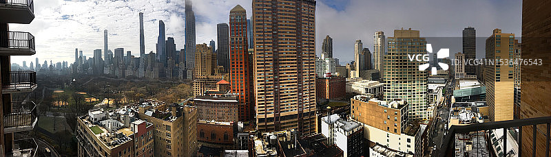 纽约市中央公园和上西区航拍全景图片素材