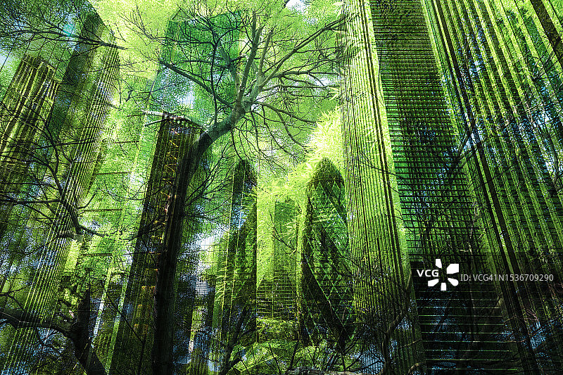 绿色城市概念多层城市景观图片素材