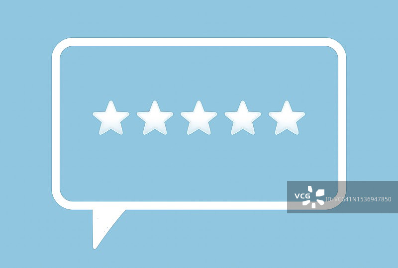 带有聊天气泡的五星形状，最佳卓越的业务服务评级客户图片素材