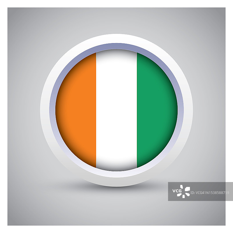 象牙海岸旗帜白色按钮与旗帜图标，标准颜色图片素材