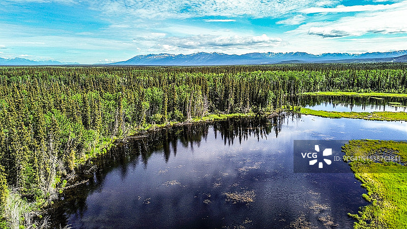阿拉斯加内陆湖泊航拍图片素材