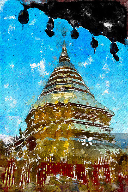 清迈素贴寺彩色抽象艺术作品，泰国图片素材