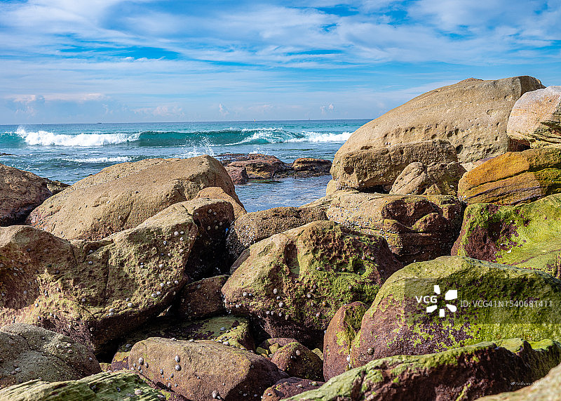 澳大利亚新南威尔士邦迪海滩岩石风景图片素材