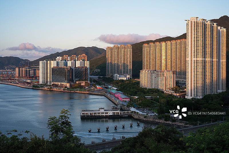 香港新界河畔建筑鸟瞰图片素材