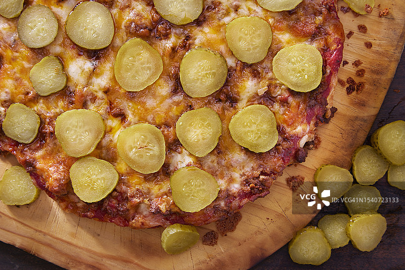 厚皮芝士汉堡披萨图片素材