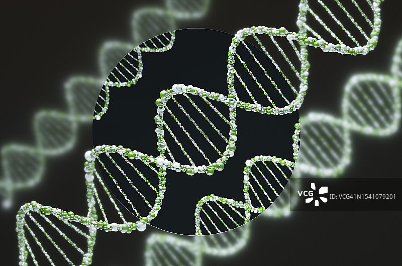 黑色背景上的RNA分子特写图片素材
