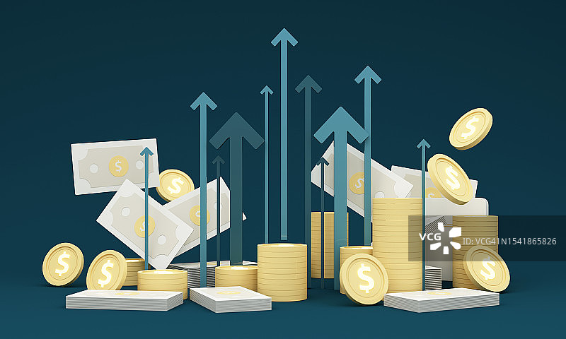 蓝色背景上的数字商务增长箭头图片素材