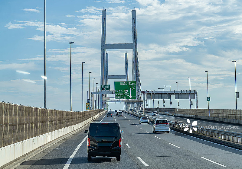 日本横滨市的城市高速公路桥图片素材