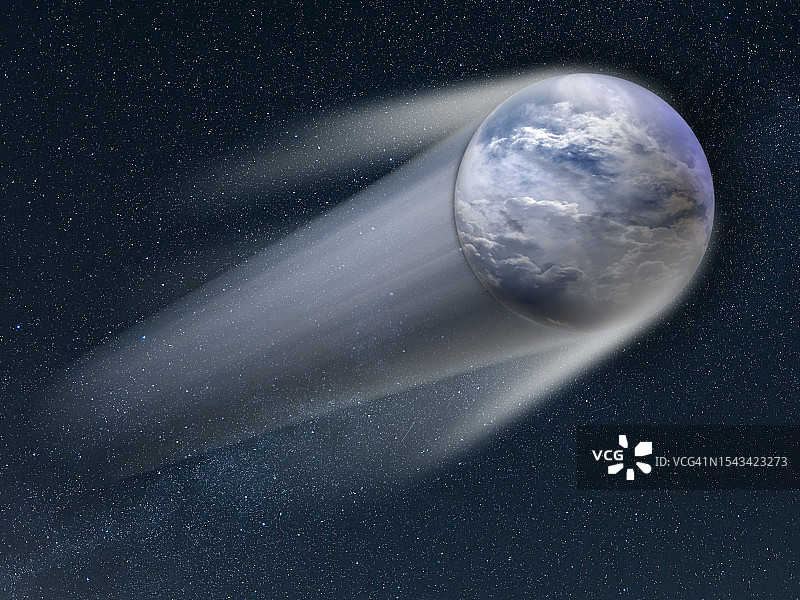 具有地球大气层的行星在太空中移动的深邃外太空图片素材