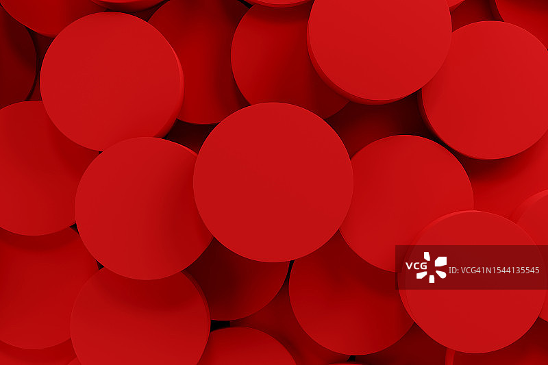 鲜红色单色圆形背景抽象3D图案图片素材