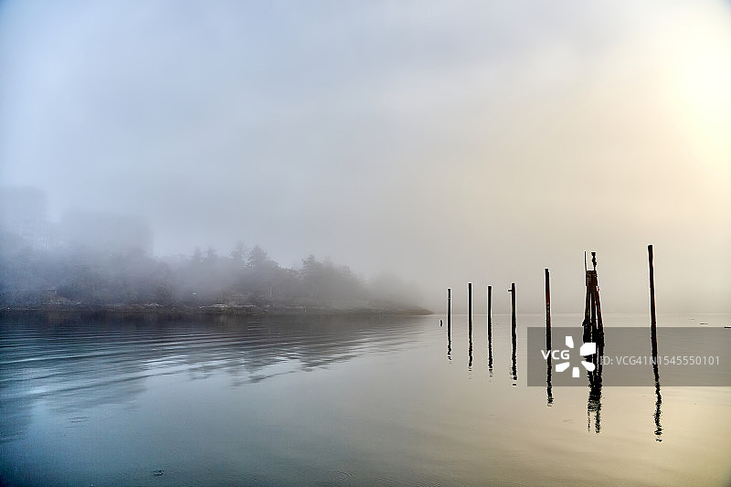加拿大不列颠哥伦比亚省温哥华岛维多利亚港的雾气图片素材