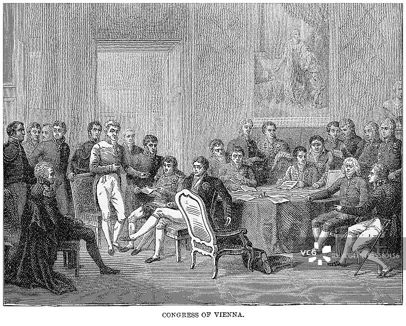 1815年维也纳会议老式版画图片素材