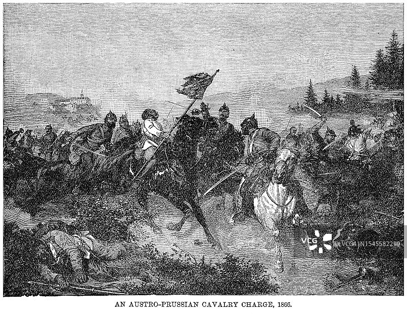 旧版画：普奥战争柯尼希格雷茨战役图片素材