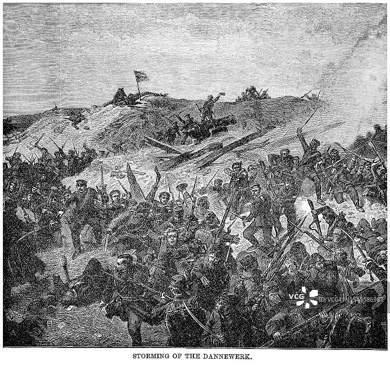 石勒苏益格-荷尔斯泰因丹麦防御工事古版画图片素材