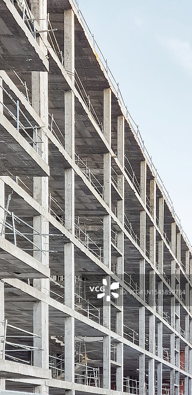 现代混凝土结构，在建住宅楼和公寓楼图片素材