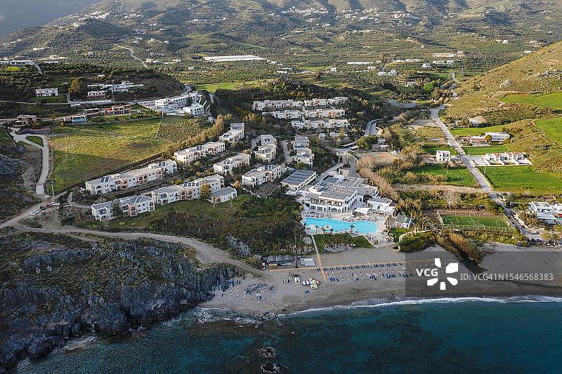 位于希腊克里特岛达姆诺尼海滩的Hapimag度假村图片素材