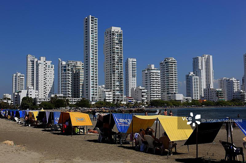 哥伦比亚卡塔赫纳市博卡格兰德海滩图片素材